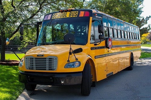 This ServiCar school bus can hold 75 elementary students with an adult chaperone. School Buses like this are used for regular route transportation, sporting events, field trips and special events.